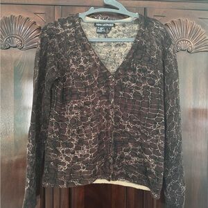Nina Leonard animal print cardigan